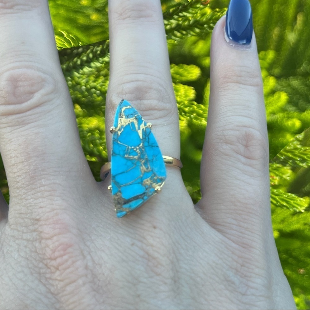 Turquoise Copper Style Gold Ring